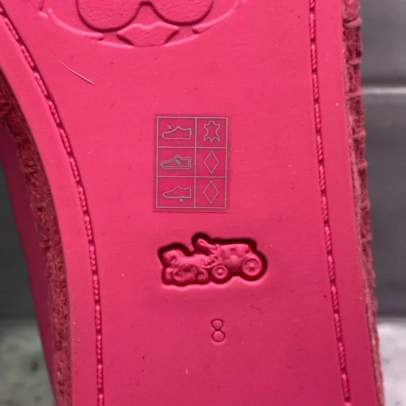 Coach Charlie Espadrilles Pink Petunia Leather Shoes Women’s 8 New - Picture 8 of 11